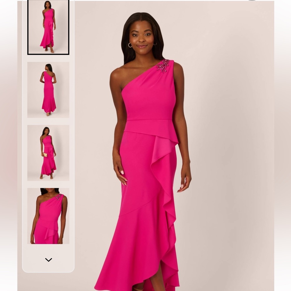 Adrianna Papell Pink One Shoulder Dress